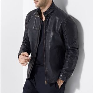 Massimo Dutti Nappa Black Leather Jacket